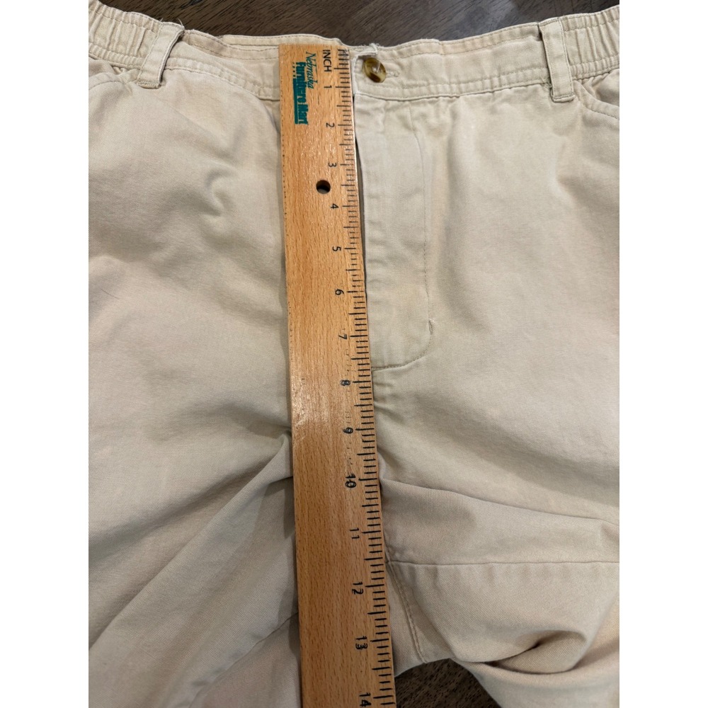 John Ashford Adventure Men 33 Khaki Tan Cotton Canvas Cargo Shorts Elastic Waist - Picture 4 of 6